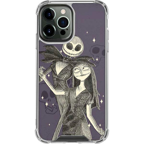 Disney The Nightmare Before Christmas Jack and Sally Art iPhone 14 Pro Max Clear Case