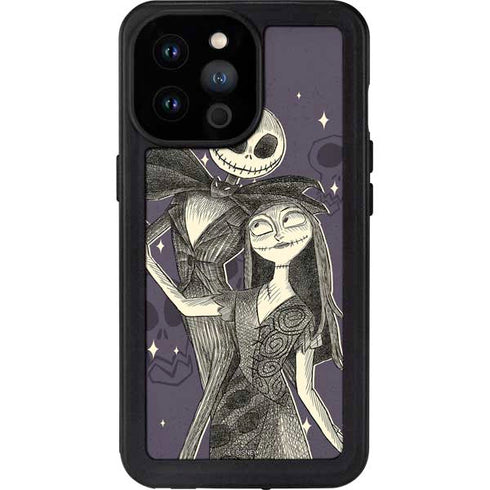 Disney The Nightmare Before Christmas Jack and Sally Art iPhone 14 Pro Max Waterproof Case