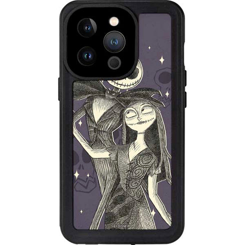 Disney The Nightmare Before Christmas Jack and Sally Art iPhone 14 Pro Waterproof Case