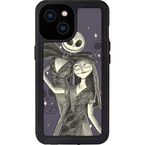Disney The Nightmare Before Christmas Jack and Sally Art iPhone 15 Waterproof Case