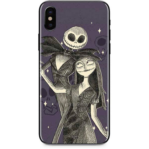 Disney The Nightmare Before Christmas Jack and Sally Art iPhone X Skin