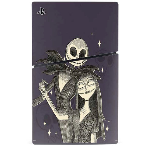 Disney The Nightmare Before Christmas Jack and Sally Art PS5 Slim Digital Edition Bundle Skin