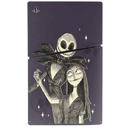 Disney The Nightmare Before Christmas Jack and Sally Art PS5 Slim Digital Edition Console Skin