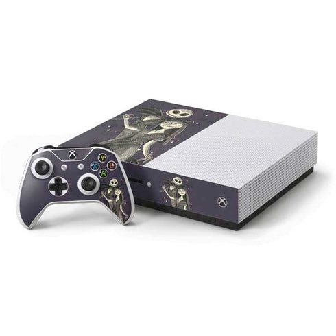 Disney The Nightmare Before Christmas Jack and Sally Art Xbox One S Console and Controller Bundle Skin