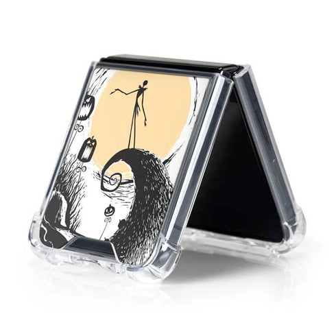 Disney The Nightmare Before Christmas Jack on Spiral Hill Art Galaxy Z Flip5 5G Clear Case