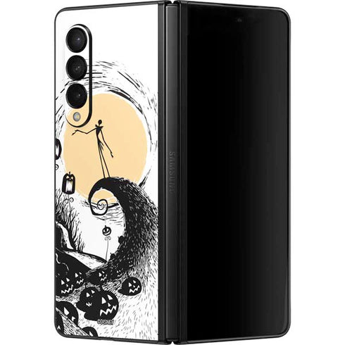 Disney The Nightmare Before Christmas Jack on Spiral Hill Art Galaxy Z Fold3 5G Skin