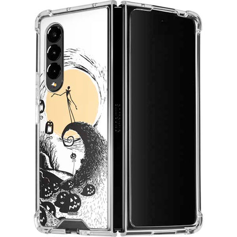 Disney The Nightmare Before Christmas Jack on Spiral Hill Art Galaxy Z Fold4 5G Clear Case