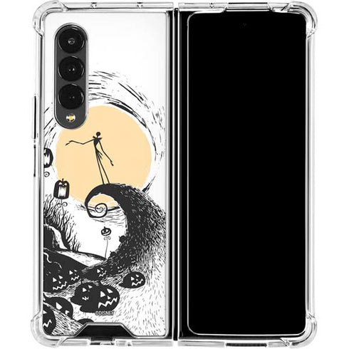 Disney The Nightmare Before Christmas Jack on Spiral Hill Art Galaxy Z Fold4 5G Clear Case