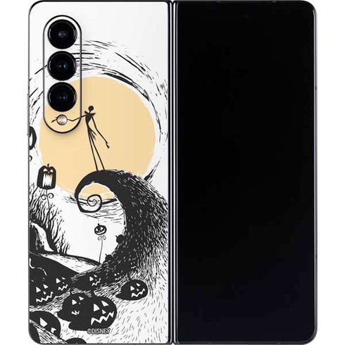 Disney The Nightmare Before Christmas Jack on Spiral Hill Art Galaxy Z Fold4 5G Skin