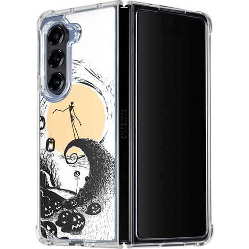 Disney The Nightmare Before Christmas Jack on Spiral Hill Art Galaxy Z Fold5 5G Clear Case