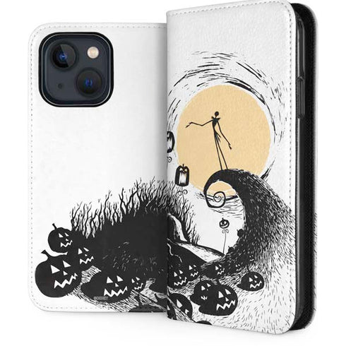 Disney The Nightmare Before Christmas Jack on Spiral Hill Art iPhone 15 Folio Case