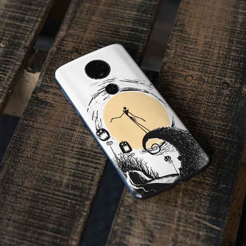 Disney The Nightmare Before Christmas Jack on Spiral Hill Art Moto E5 Plus Skin