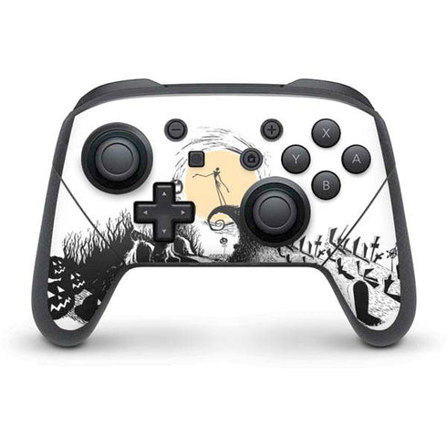 Disney The Nightmare Before Christmas Jack on Spiral Hill Art Nintendo Switch Pro Controller Skin