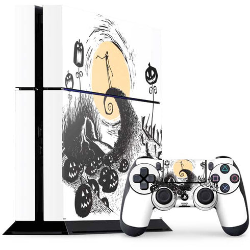 Disney The Nightmare Before Christmas Jack on Spiral Hill Art PS4 Console and Controller Bundle Skin
