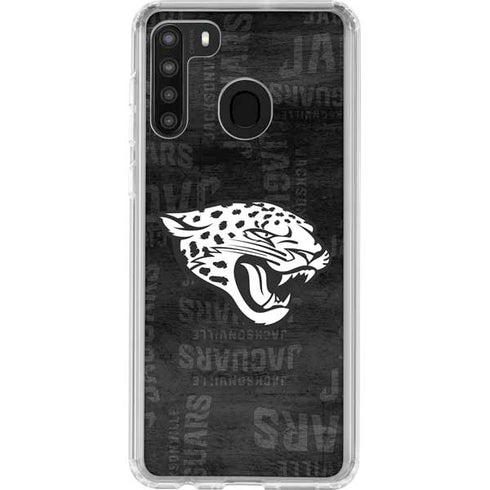 NFL Jacksonville Jaguars Black & White Galaxy A21 Clear Case