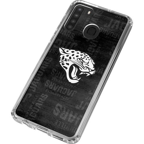 NFL Jacksonville Jaguars Black & White Galaxy A21 Clear Case