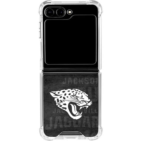 NFL Jacksonville Jaguars Black & White Galaxy Z Flip5 5G Clear Case