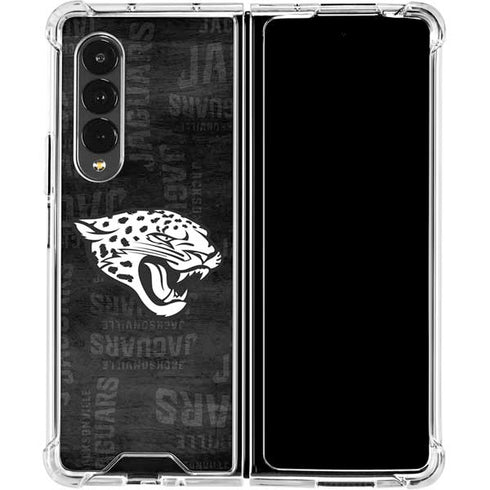 NFL Jacksonville Jaguars Black & White Galaxy Z Fold4 5G Clear Case