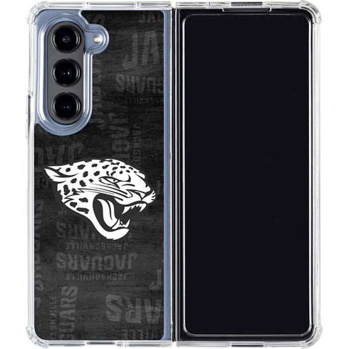 NFL Jacksonville Jaguars Black & White Galaxy Z Fold5 5G Clear Case