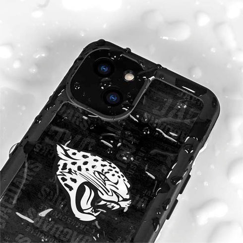 NFL Jacksonville Jaguars Black & White iPhone 13 Mini Waterproof Case