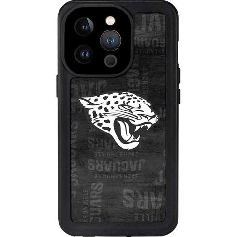 NFL Jacksonville Jaguars Black & White iPhone 14 Pro Waterproof Case