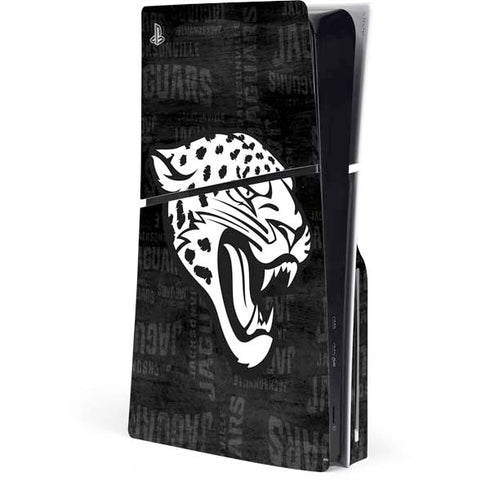 NFL Jacksonville Jaguars Black & White PS5 Slim Disk Console Skin