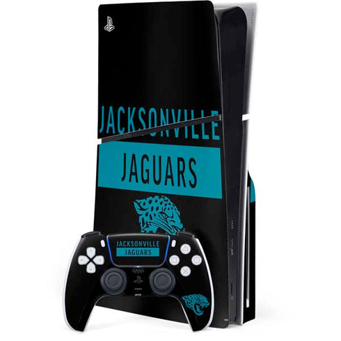 NFL Jacksonville Jaguars Black Performance Series PS5 Slim Disk Bundle Skin