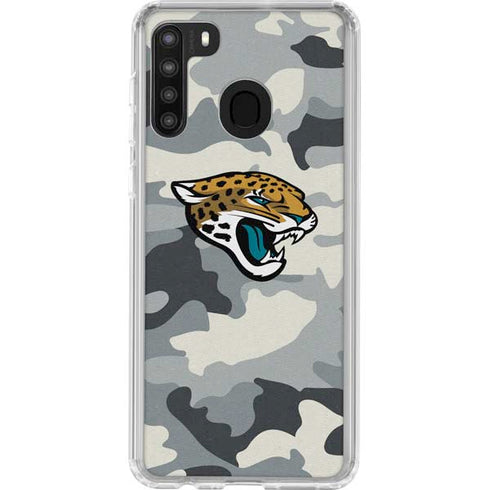 NFL Jacksonville Jaguars Camo Galaxy A21 Clear Case