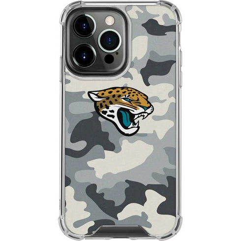 NFL Jacksonville Jaguars Camo iPhone 14 Pro Clear Case