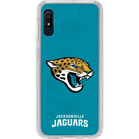 NFL Jacksonville Jaguars Distressed Galaxy A10e Clear Case