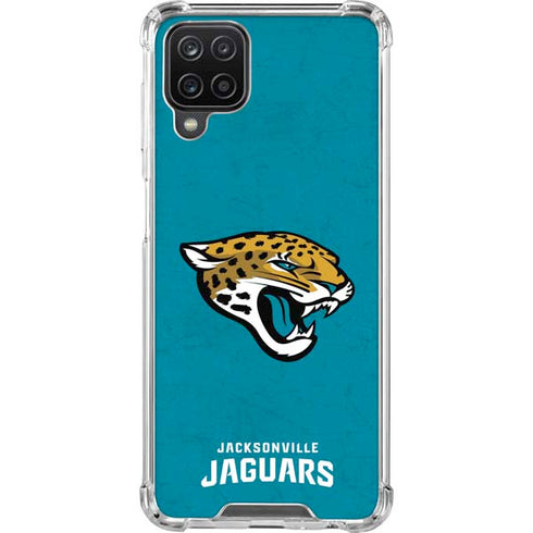 NFL Jacksonville Jaguars Distressed Galaxy A12 Clear Case
