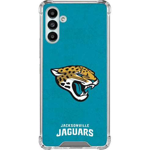 NFL Jacksonville Jaguars Distressed Galaxy A13 5G Clear Case