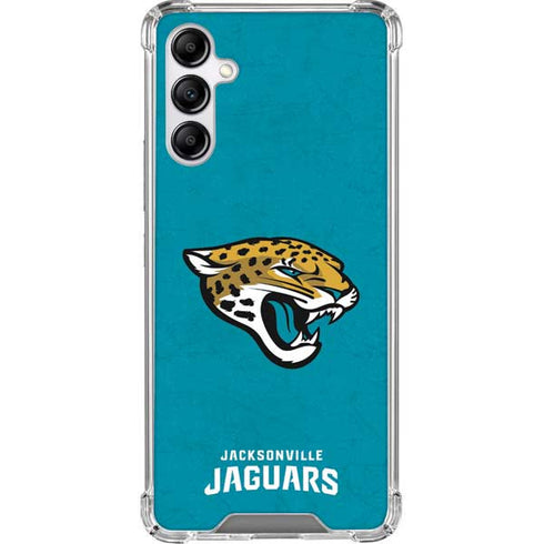 NFL Jacksonville Jaguars Distressed Galaxy A14 5G Clear Case