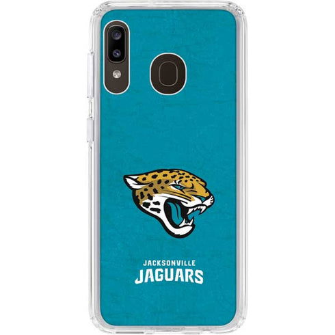 NFL Jacksonville Jaguars Distressed Galaxy A20 Clear Case