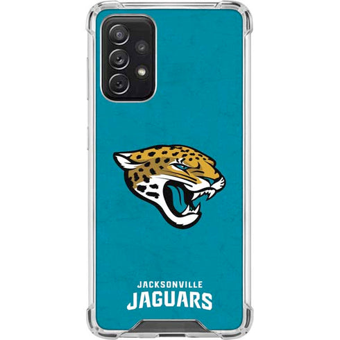 NFL Jacksonville Jaguars Distressed Galaxy A72 5G Clear Case