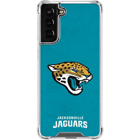 NFL Jacksonville Jaguars Distressed Galaxy S21 FE Clear Case