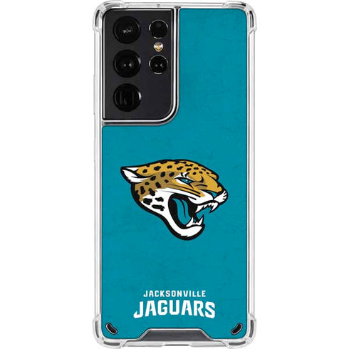 NFL Jacksonville Jaguars Distressed Galaxy S21 Ultra 5G Clear Case