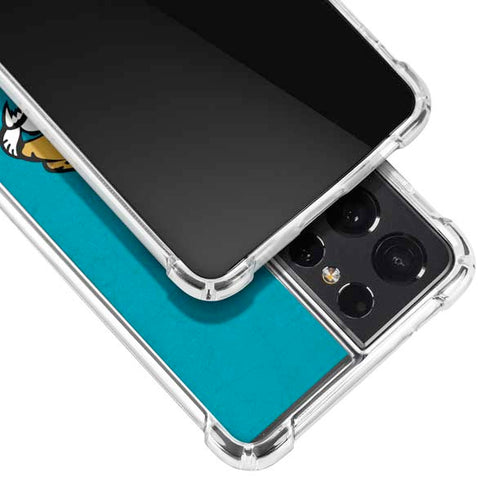 NFL Jacksonville Jaguars Distressed Galaxy S21 Ultra 5G Clear Case