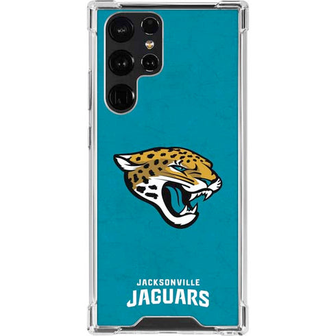 NFL Jacksonville Jaguars Distressed Galaxy S22 Ultra Clear Case