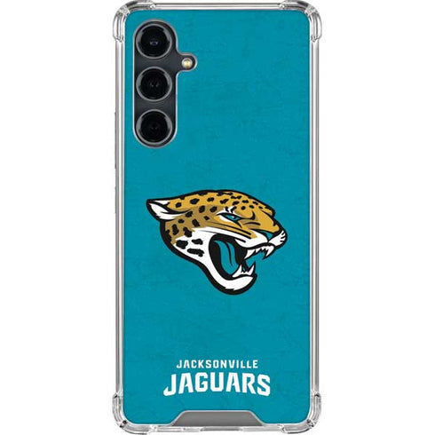 NFL Jacksonville Jaguars Distressed Galaxy S23 FE Clear Case