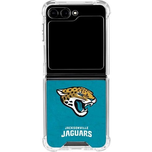 NFL Jacksonville Jaguars Distressed Galaxy Z Flip5 5G Clear Case