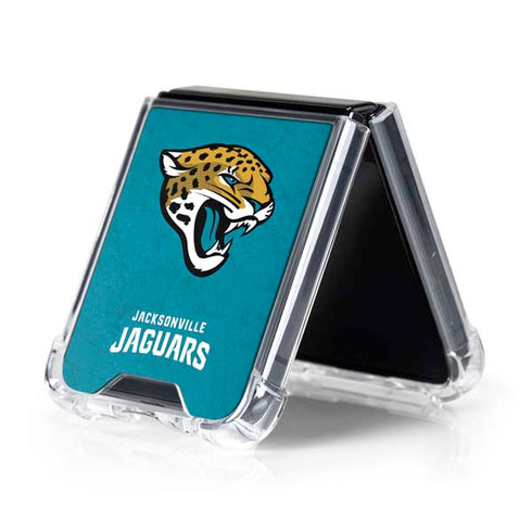 NFL Jacksonville Jaguars Distressed Galaxy Z Flip5 5G Clear Case