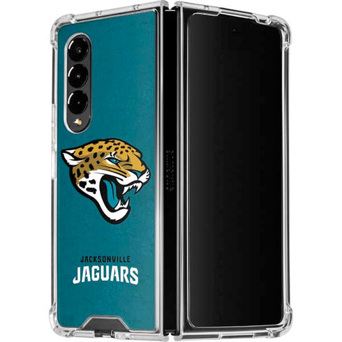 NFL Jacksonville Jaguars Teal Distressed Galaxy Z Fold4 5G Clear Case