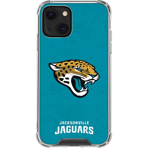 NFL Jacksonville Jaguars Distressed iPhone 13 Mini Clear Case