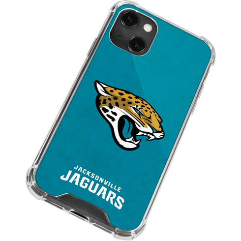 NFL Jacksonville Jaguars Distressed iPhone 13 Mini Clear Case
