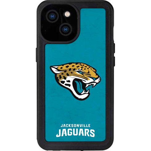 NFL Jacksonville Jaguars Distressed iPhone 13 Mini Waterproof Case