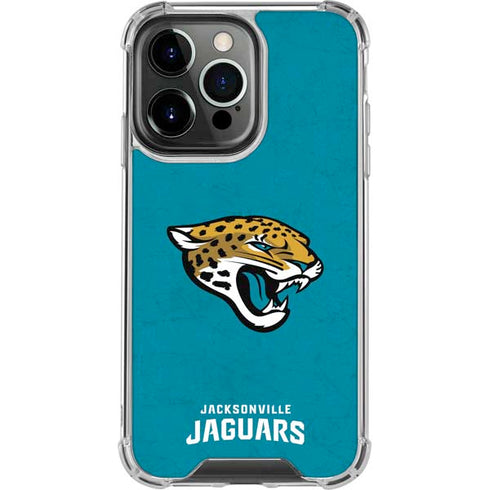 NFL Jacksonville Jaguars Distressed iPhone 13 Pro Clear Case