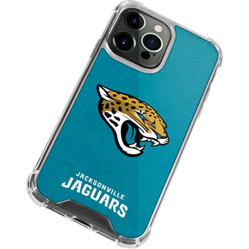 NFL Jacksonville Jaguars Distressed iPhone 13 Pro Clear Case