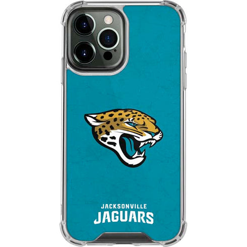 NFL Jacksonville Jaguars Distressed iPhone 13 Pro Max Clear Case