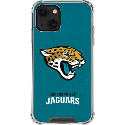 NFL Jacksonville Jaguars Teal Distressed iPhone 14 Clear Case